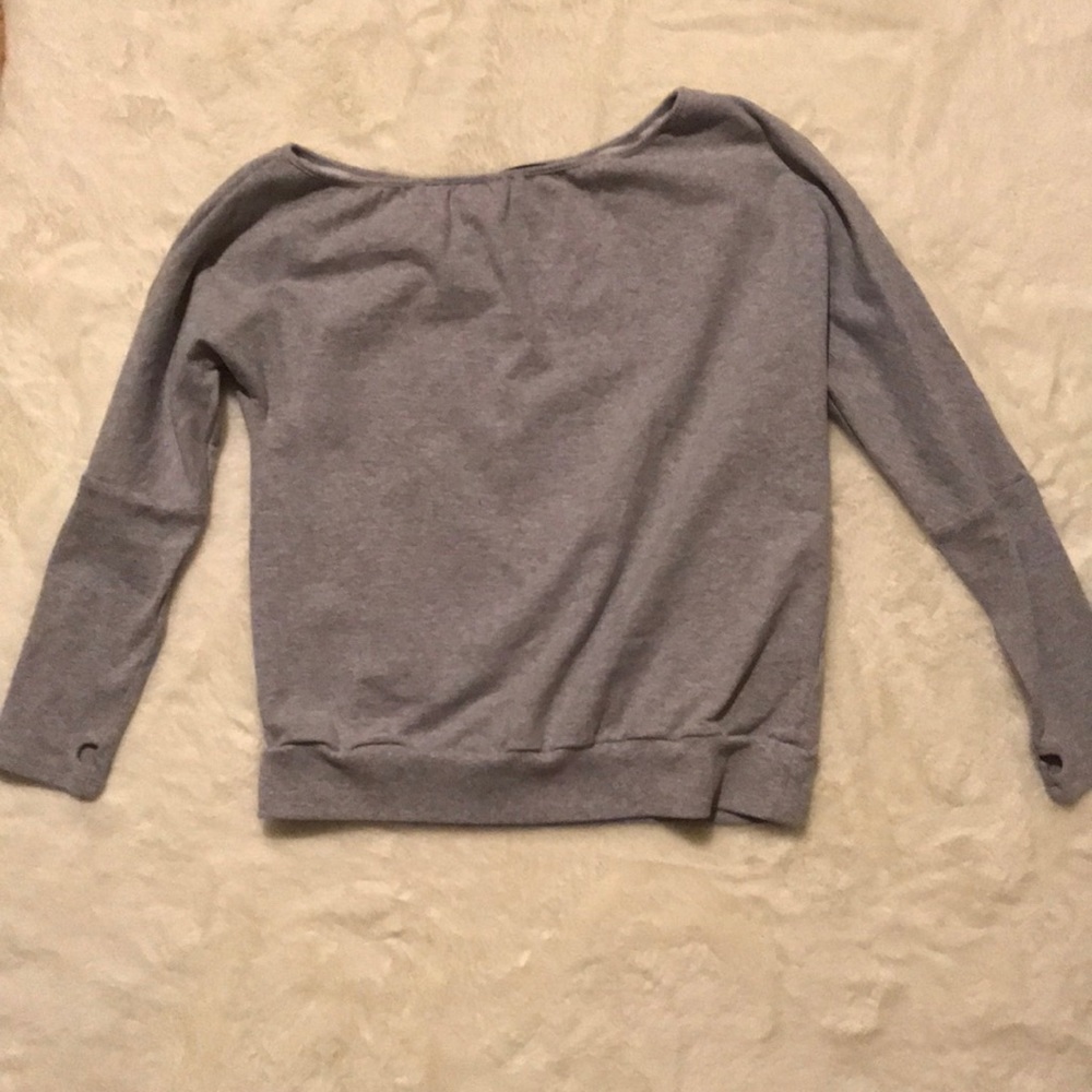 Bebe off shoulder gray sweatshirt size Small